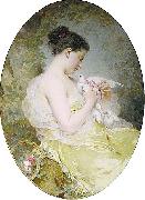Charles Joshua Chaplin Young Girl with a Dove France oil painting artist